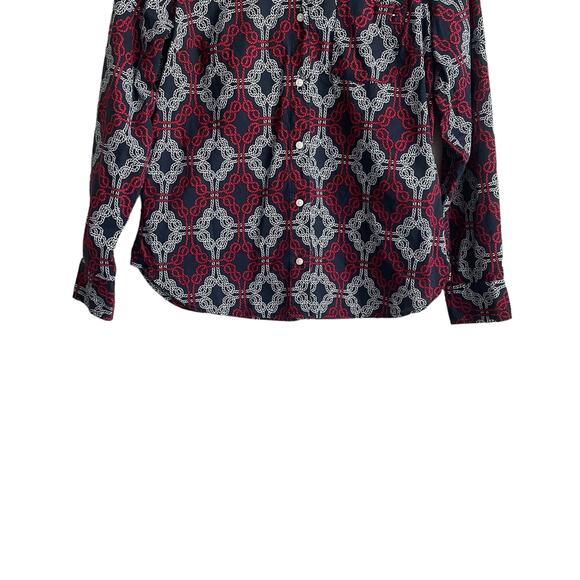 Tommy Hilfiger Women Top S Blue‎ Red Button Up Nautical Print Preppy Academia - Picture 4 of 10